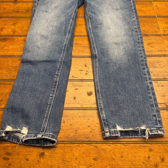 Flying Monkey Women's Jeans Blue Distressed Cropped Flare Denim Size 29 - Picture 2 of 6